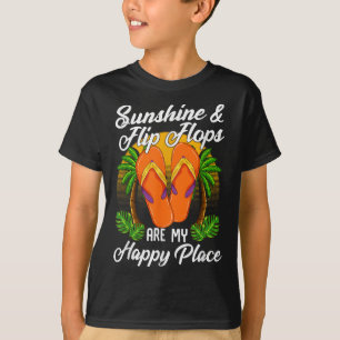 Sunshine &amp; Flip Flops Summer Vacation Beach Ho T-Shirt