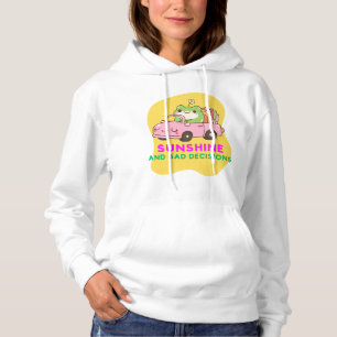 Sunshine and Bad Decisions – Cute Frog Driving Hoodie