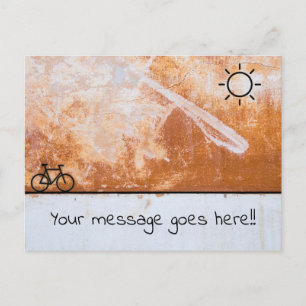 Sunshine and Bicycle Design on Orange Texture Postcard