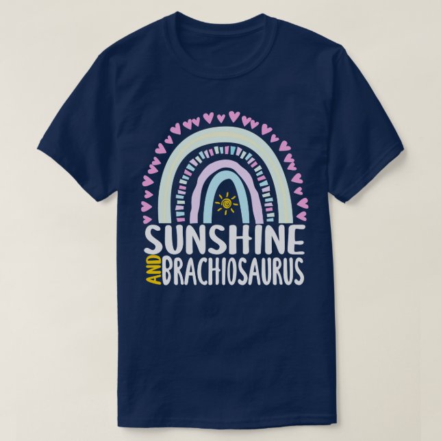 Sunshine and Brachiosaurus Cute Rainbow Gift for W T-Shirt (Design Front)