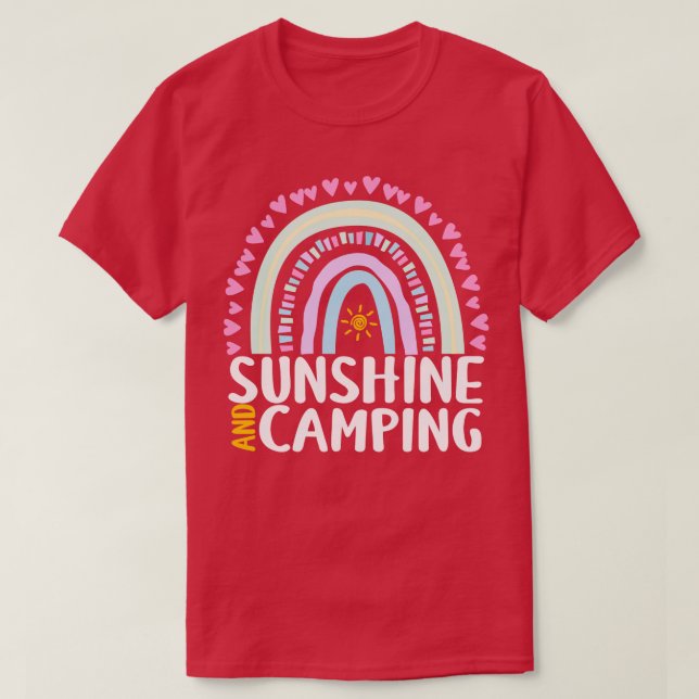 Sunshine and Camping Cute Rainbow Gift for Womens  T-Shirt (Design Front)