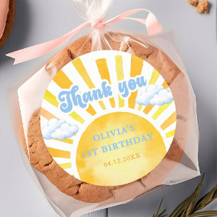 Sunshine And Clouds Birthday Party Classic Round Sticker