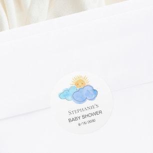 Sunshine And Clouds Boy's Baby Shower Classic Round Sticker