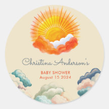 Sunshine and Clouds Yellow Grey Retro Baby Shower