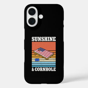 Sunshine And Cornhole Game hobby Retro Gift Funny iPhone 16 Case