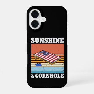 Sunshine And Cornhole Game hobby Retro Gift Funny iPhone 16 Case