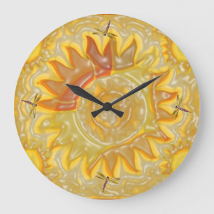 Sunshine and Dragonflies Large Clock