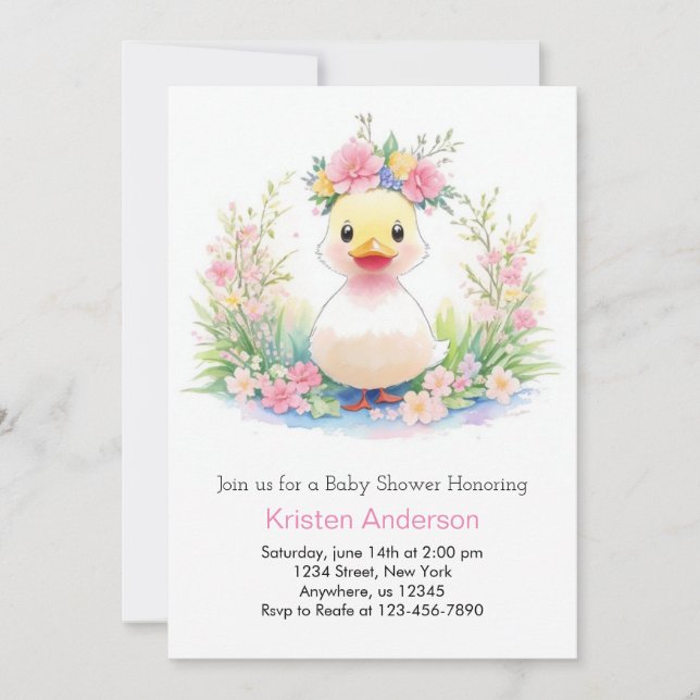 Sunshine and Ducklings Girl Baby Shower Invitation (Front)