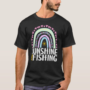 Sunshine And Fishing Cute Rainbow Graphic Womens K T-Shirt