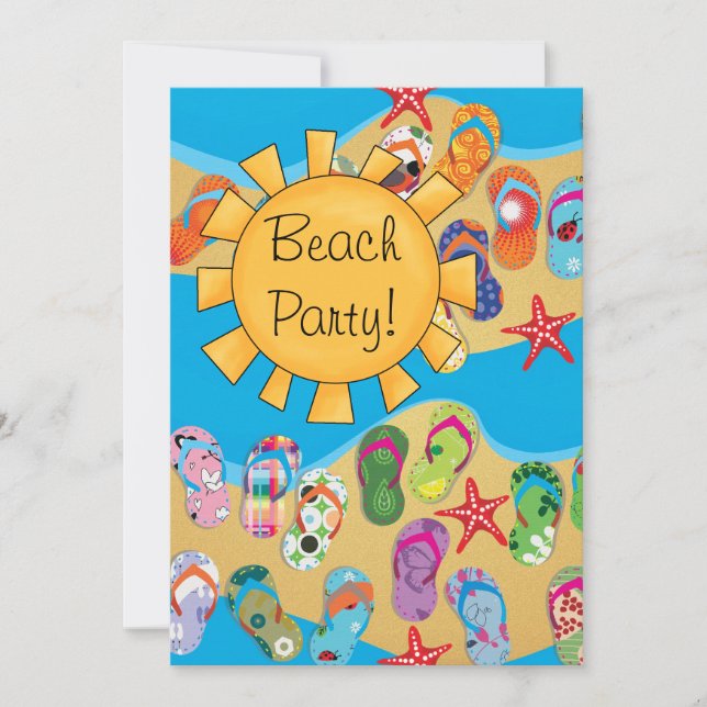 Sunshine and Flip Flops Beach Party Invitation (Front)