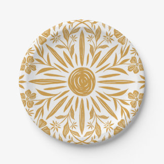 Sunshine and Floral Print Paper Plate