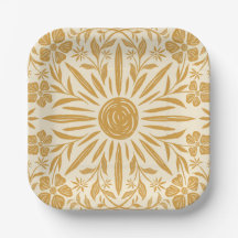 Sunshine and Floral Print Paper Plate
