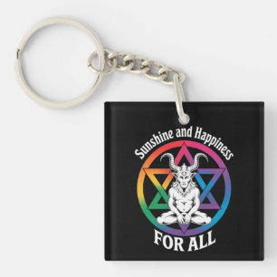 Sunshine And Happiness For All Satan LGBTQ Pride Key Ring