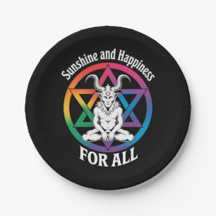 Sunshine And Happiness For All Satan LGBTQ Pride Paper Plate