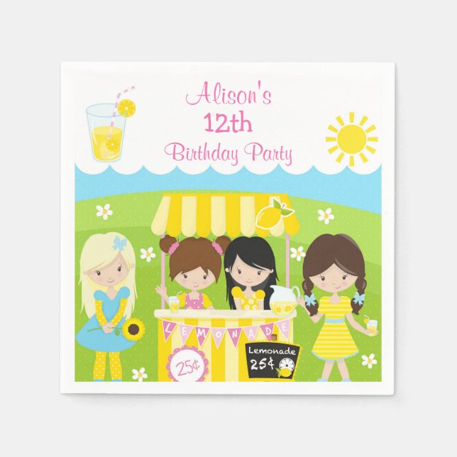 Sunshine and Lemonade Birthday Napkin (Front)