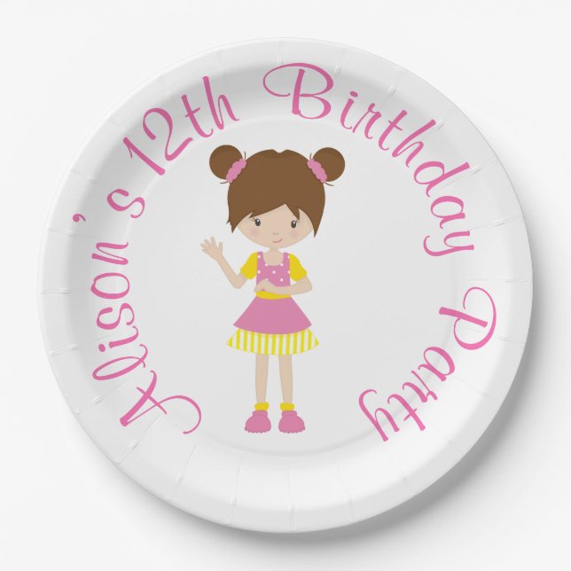 Sunshine and Lemonade Red hair Girl Paper Plate (Front)
