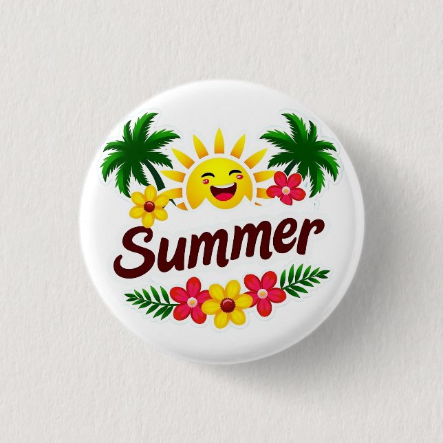 Sunshine and Palm Trees Round Badge (Front)
