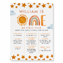 Sunshine and Rainbow 1st Birthday Milestone Board 