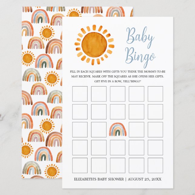 Sunshine and Rainbow Baby Bingo (Front/Back)