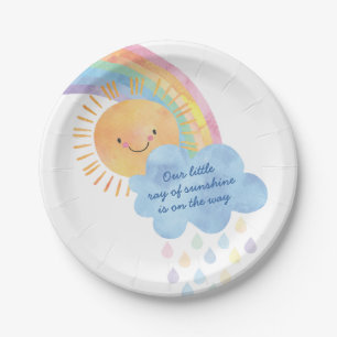 Sunshine and Rainbow Baby Shower Paper Plate