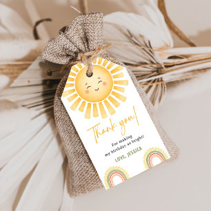 Sunshine And Rainbow Birthday Party Gift Tags
