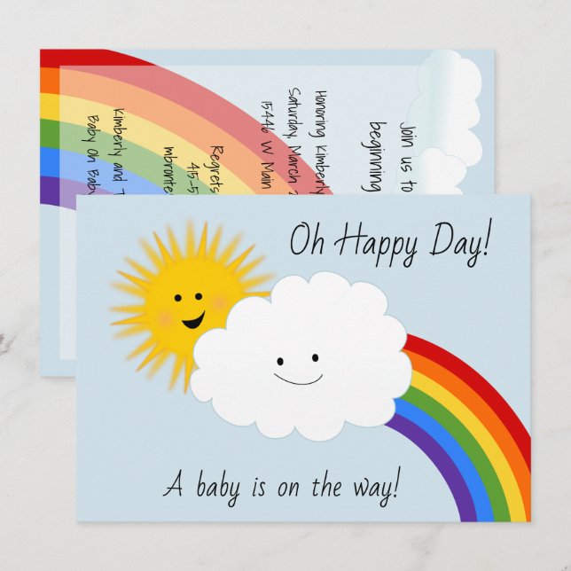 Sunshine and Rainbows Baby Shower Invitation (Front/Back)