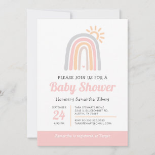 Sunshine and Rainbows Girl Baby Shower Invitation