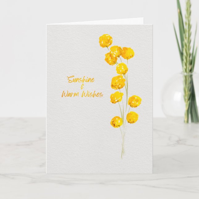 Sunshine and Warm Wishes Yellow Billy Buttons Card (Front)