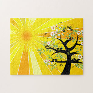Sunshine and Whimsical Tree Jigsaw Puzzle