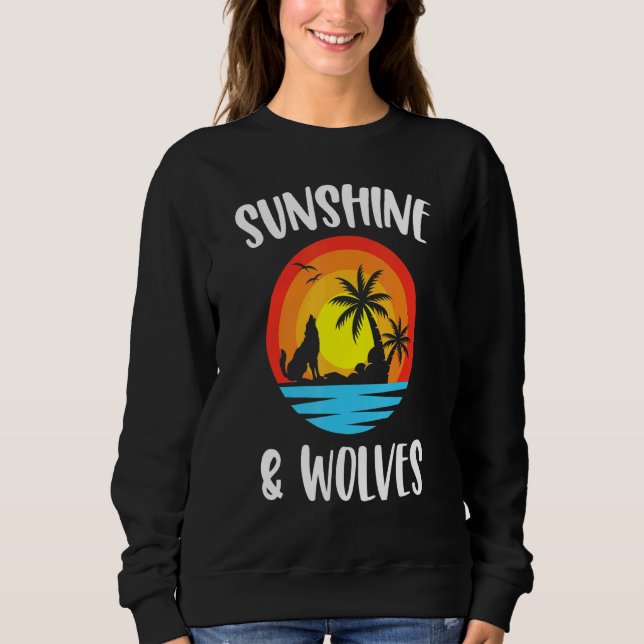 Sunshine And Wolf Vintage Summer Wolves Theme Sweatshirt (Front)
