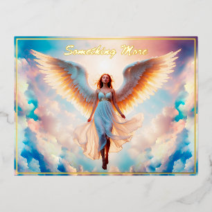 Sunshine angel woman heaven colourful lovely  foil holiday postcard