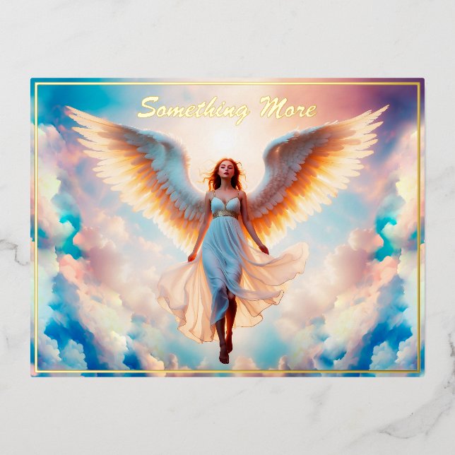 Sunshine angel woman heaven colourful lovely  foil holiday postcard (Front)