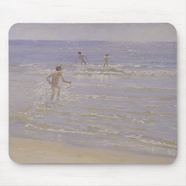 Sunshine at Skagen: Boys Swimming, 1892 Mouse Mat (Front)
