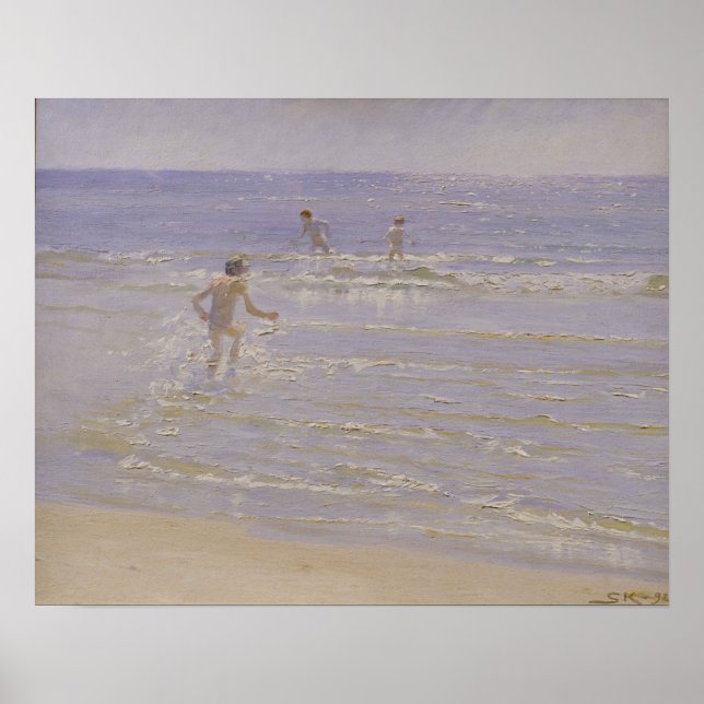Sunshine at Skagen: Boys Swimming, 1892 Poster (Front)