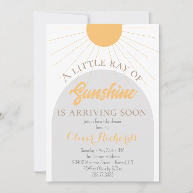 Sunshine Baby Shower Boho Retro Baby Shower  Invitation (Front)
