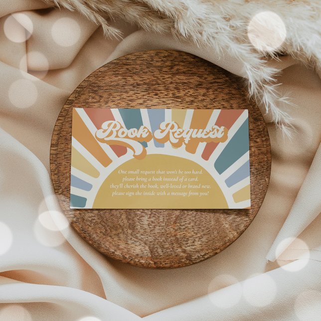 Sunshine Baby Shower Boho Retro Book Request Enclosure Card (Creator Uploaded)