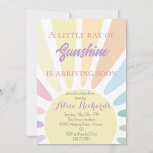 Sunshine Baby Shower Boho Retro Pink Baby Shower  Invitation