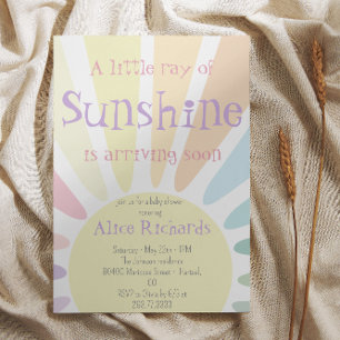 Sunshine Baby Shower Boho Retro Pink Baby Shower  Invitation