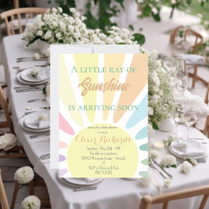 Sunshine Baby Shower Boho Retro Pink Baby Shower Invitation