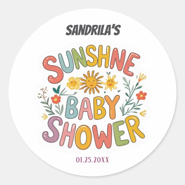  Sunshine Baby Shower Classic Round Sticker (Front)