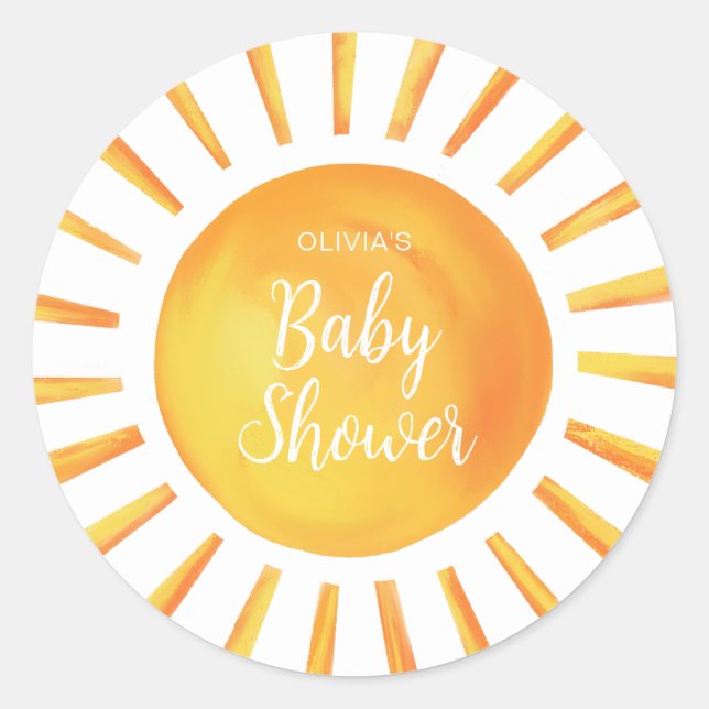 Sunshine Baby Shower Classic Round Sticker (Front)