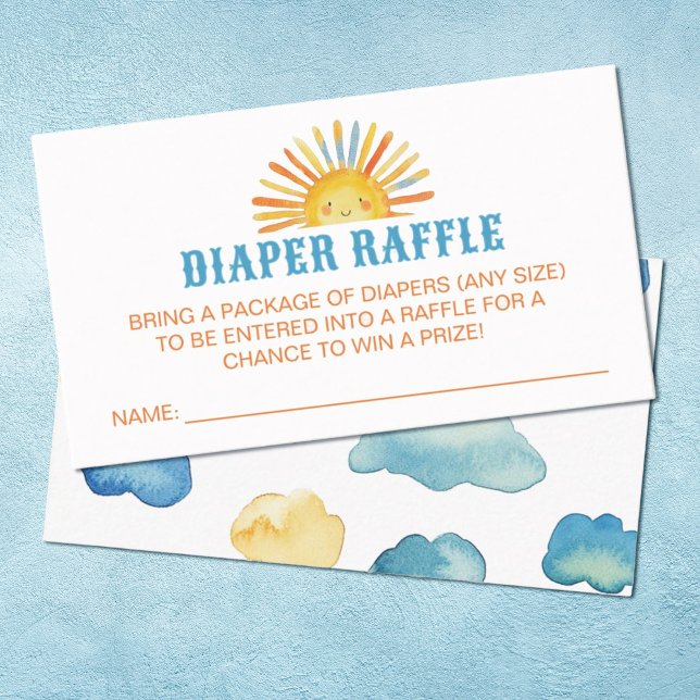 Sunshine Baby Shower Diaper Raffle Enclosure Card (A cute Here Comes the Son Diaper raffle baby shower enclosure card)