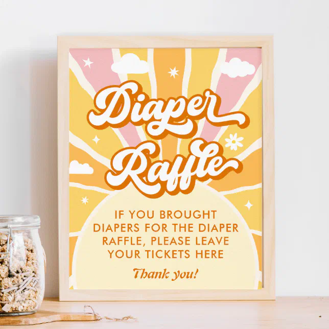 Sunshine Baby Shower Diaper Raffle Game Poster | Zazzle