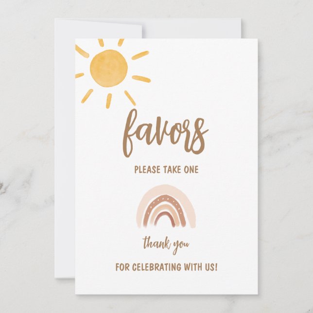 Sunshine Baby Shower Favours Card (Front)