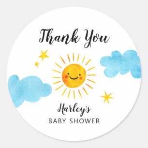 Sunshine Baby Shower Gender Neutral Favour Classic Round Sticker