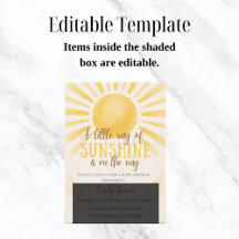 Sunshine Baby Shower Gender Neutral Invitation