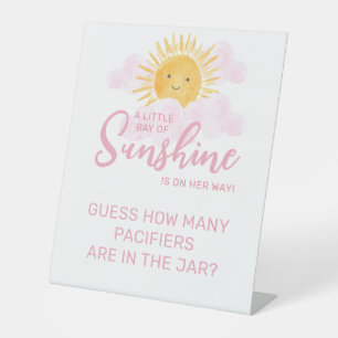 Sunshine Baby Shower Guess How Many Pacifier Game Pedestal Sign