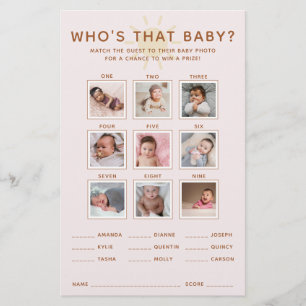 Sunshine Baby Shower Guess the Baby Photo Game