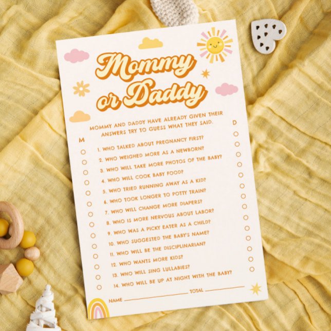 Sunshine Baby Shower Guess Who Mummy or Daddy Game (Creator Uploaded)