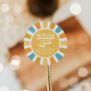 Sunshine Baby Shower Here Come The Son Favours Classic Round Sticker